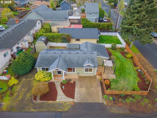 aerial view featuring a residential view