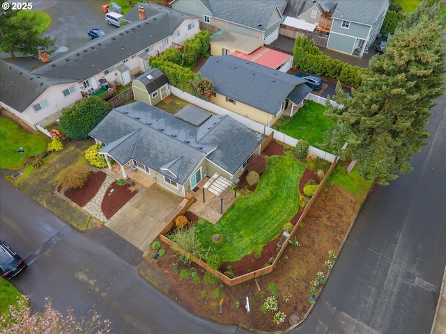 aerial view with a residential view