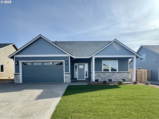 458 NE Cedar St, Sublimity, OR 97385 - craftsman-style house featuring stone siding, driveway, and an attached garage