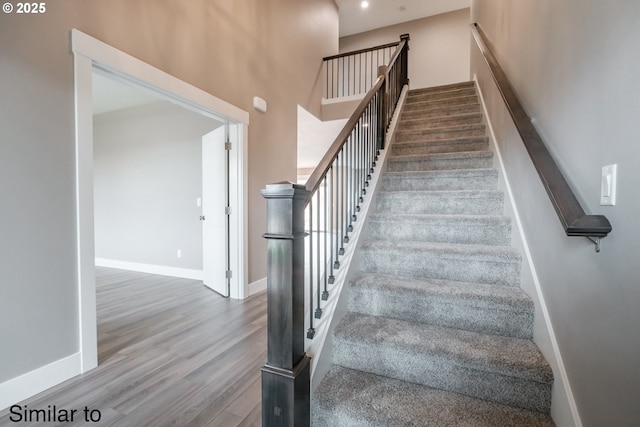458 NE Cedar St, Sublimity, OR 97385 - staircase featuring wood finished floors and baseboards