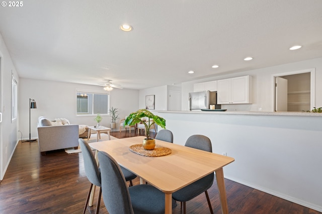 1608 NE 154th St, Vancouver, WA 98686 - dining area with dark wood finished floors, baseboards, ceiling fan, and recessed lighting