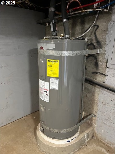 utility room with electric water heater