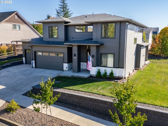 2650 NW Mt Ashland Dr, Mcminnville, OR 97128 - view of front facade featuring an attached garage, concrete driveway, a front yard, and a shingled roof