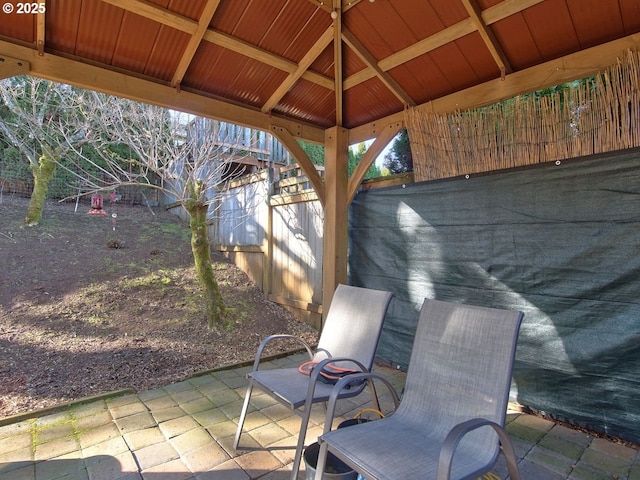 view of patio / terrace featuring a gazebo