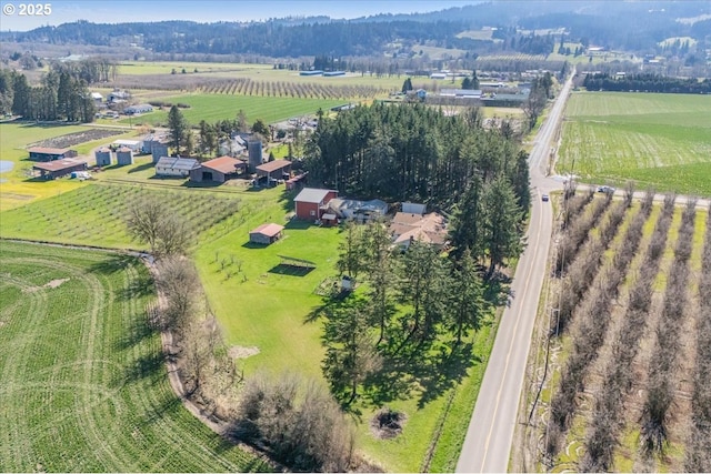 drone / aerial view with a rural view