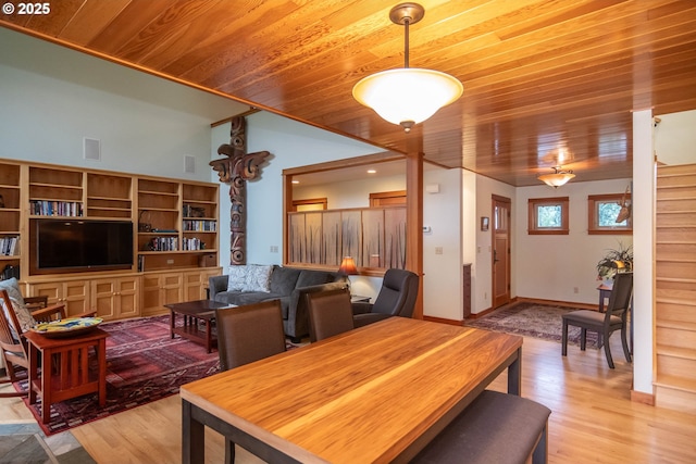 390 Singing Waters Rd, Winchester, OR 97495 - dining space featuring wood ceiling and light wood finished floors