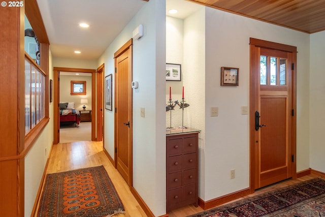 390 Singing Waters Rd, Winchester, OR 97495 - entrance foyer with light wood-style flooring, recessed lighting, and baseboards