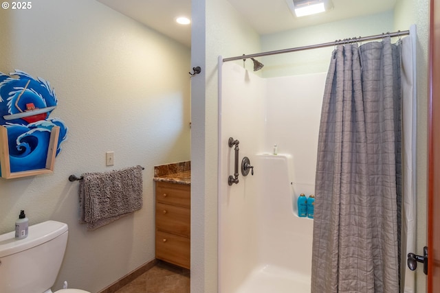 390 Singing Waters Rd, Winchester, OR 97495 - bathroom with a shower stall, toilet, and vanity