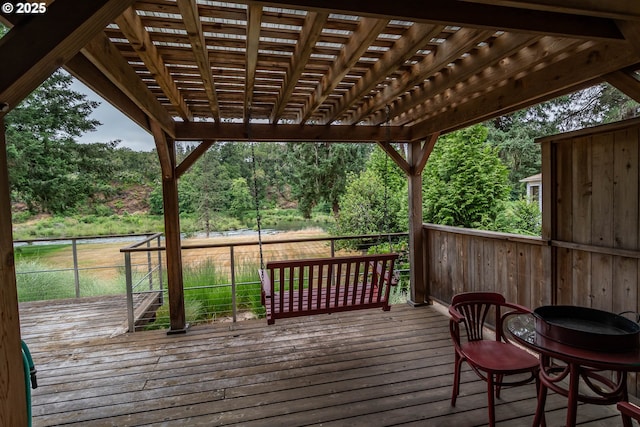 390 Singing Waters Rd, Winchester, OR 97495 - wooden terrace featuring a pergola