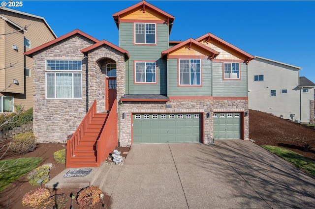 view of front of house with a garage