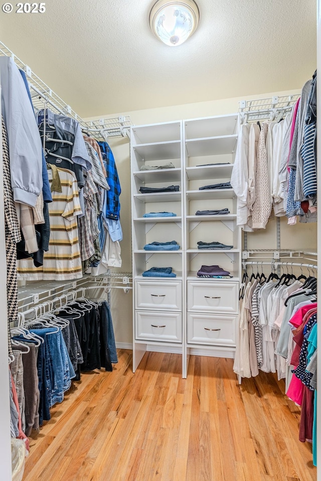 walk in closet featuring light wood-type flooring