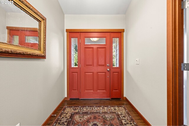 entrance foyer with dark hardwood / wood-style flooring