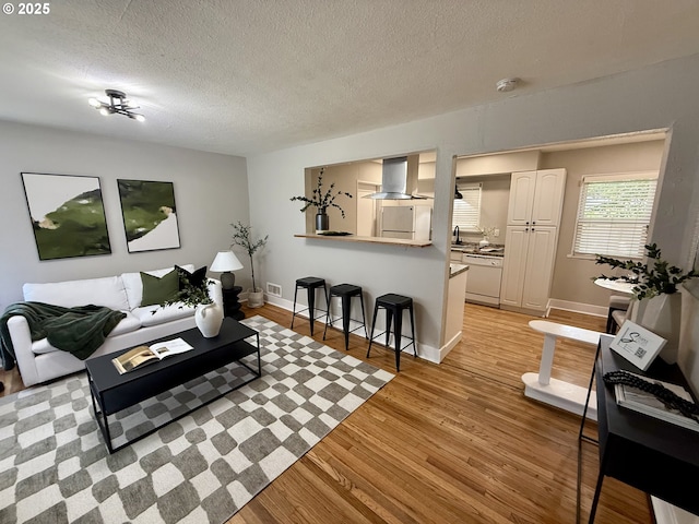 9036 SE Washington St, Portland, OR 97216 - living area featuring light wood finished floors and a textured ceiling