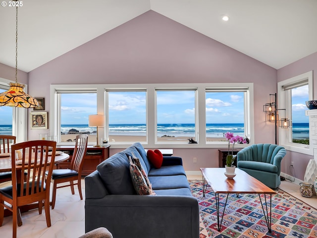 3764 Pacific Ave, Cannon Beach, OR 97110 - living room with recessed lighting and high vaulted ceiling