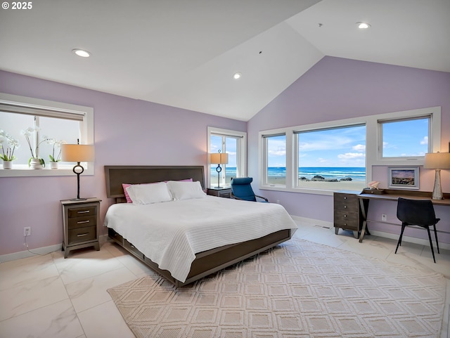 3764 Pacific Ave, Cannon Beach, OR 97110 - bedroom with vaulted ceiling and recessed lighting