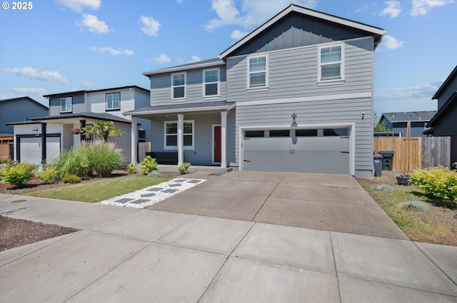 4829 Surveyor Ave, Salem, OR 97305 - traditional home featuring board and batten siding, covered porch, driveway, and a garage