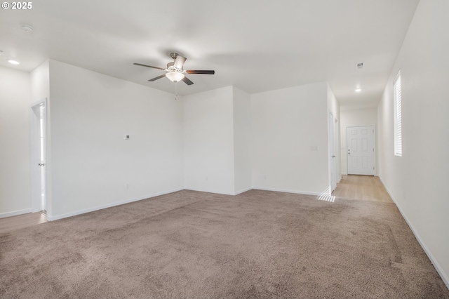 1712 W 12th St, La Center, WA 98629 - unfurnished room featuring light colored carpet, ceiling fan, baseboards, recessed lighting, and a smoke detector