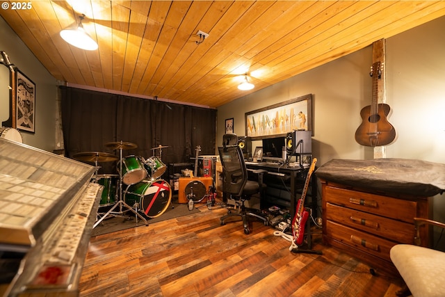 20131 Bridge Creek Rd SE, Silverton, OR 97381 - home office with wood finished floors and wooden ceiling