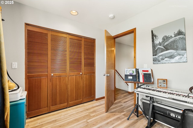 interior space featuring recessed lighting and light wood-style floors