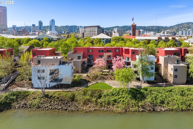 aerial view featuring a city view