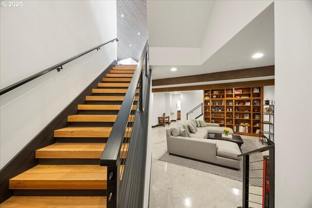 725 NW Angel Heights Rd, Stevenson, WA 98648 - stairs featuring built in features and recessed lighting