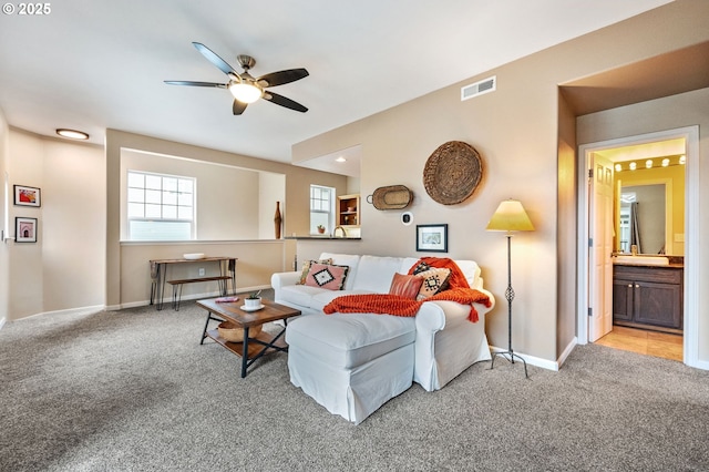 525 Springtree Ln, West Linn, OR 97068 - living area with carpet floors and ceiling fan