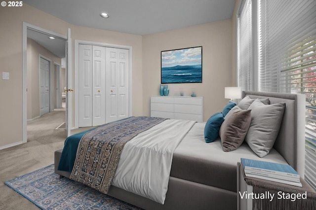 305 SW 169th Pl, Beaverton, OR 97006 - carpeted bedroom featuring a closet, recessed lighting, and baseboards