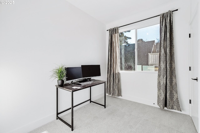 view of carpeted home office