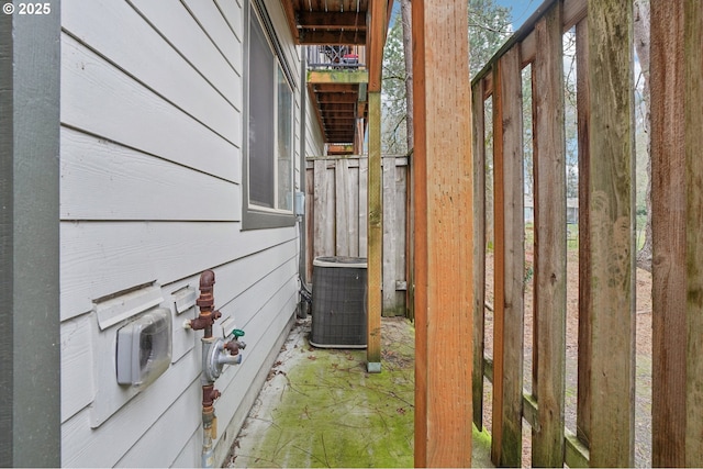 view of home's exterior featuring central air condition unit