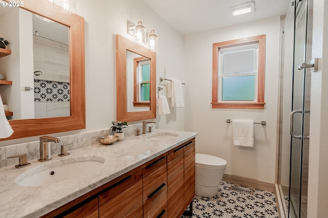 1505 NW 118th Ct, Portland, OR 97229 - bathroom with a shower stall and double vanity