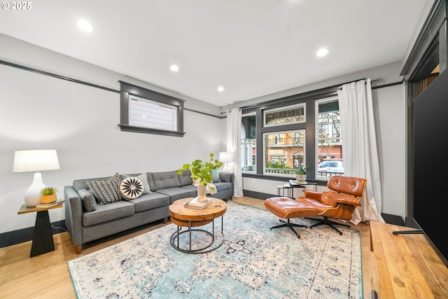 living room featuring light wood-type flooring