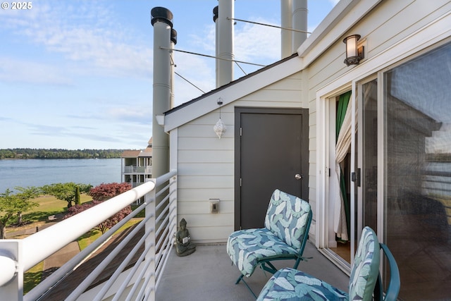 balcony with a water view