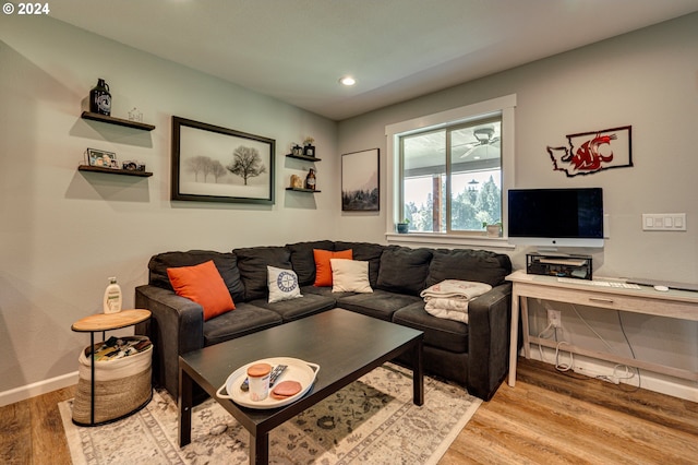 living room with light wood-type flooring