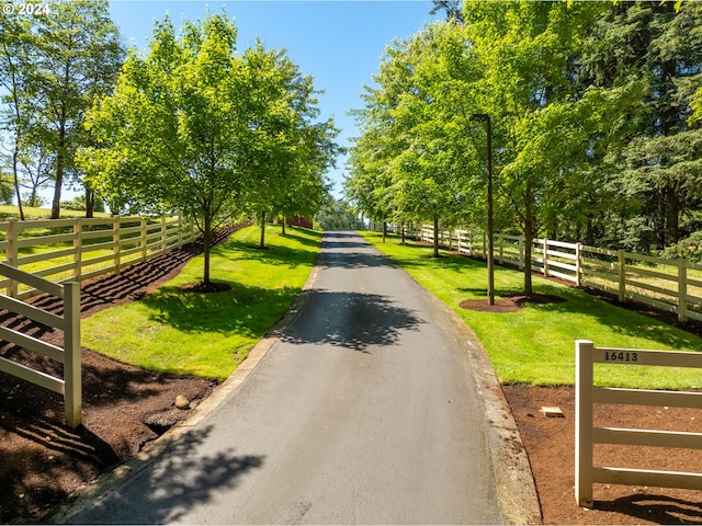 view of street with a rural view