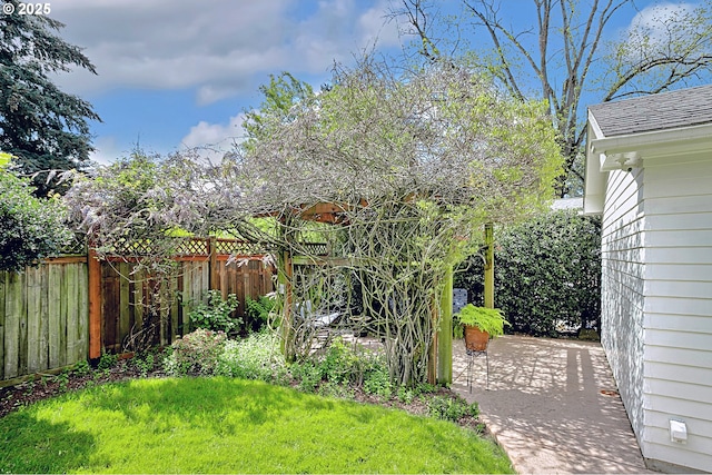 view of yard with a patio area and fence
