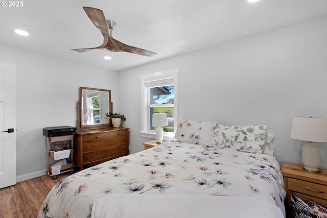 1069 Little Valley Rd, Roseburg, OR 97471 - bedroom with wood finished floors, recessed lighting, and ceiling fan