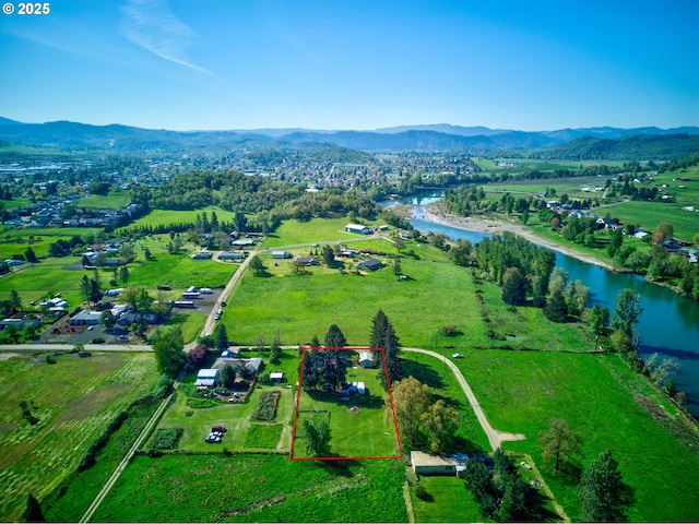 1069 Little Valley Rd, Roseburg, OR 97471 - overview of rural landscape featuring a water and mountain view and property parcel outlined