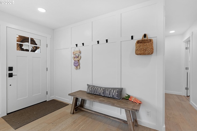 1069 Little Valley Rd, Roseburg, OR 97471 - mudroom featuring light wood-type flooring and recessed lighting
