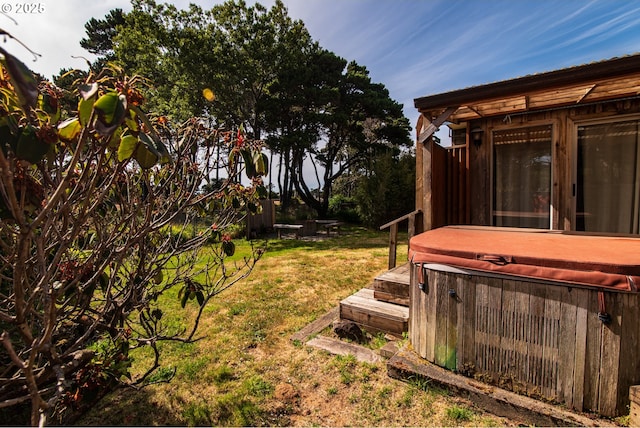 1260 Jackson Ave, Bandon, OR 97411 - view of green lawn with a hot tub