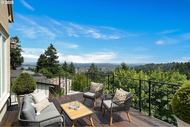 2892 NW Beuhla Vista Ter, Portland, OR 97210 - deck featuring an outdoor hangout area and a mountain view