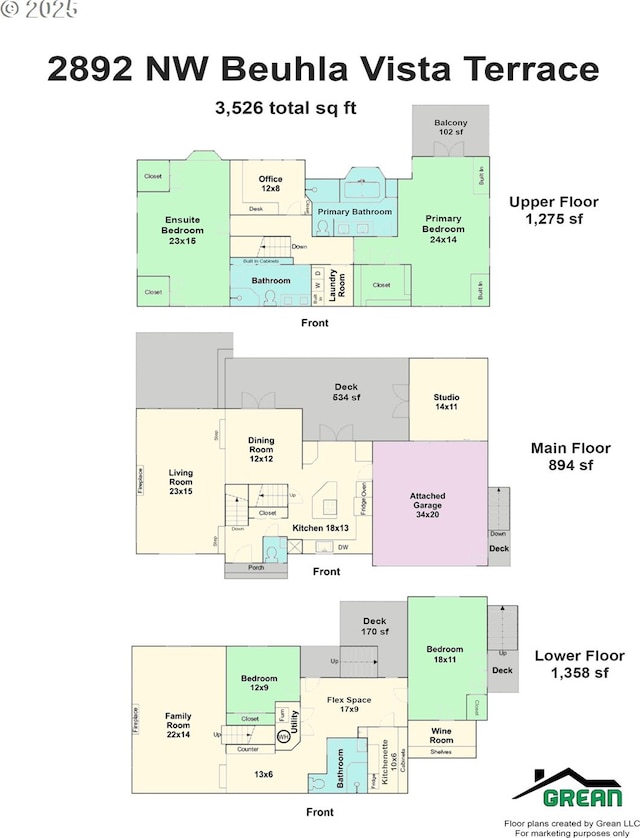 2892 NW Beuhla Vista Ter, Portland, OR 97210 - floor plan / room layout