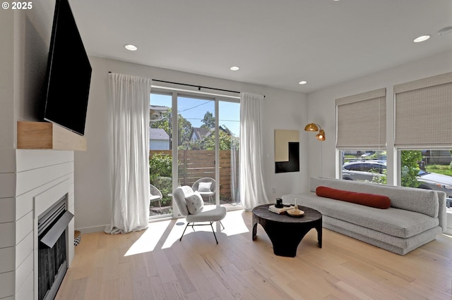 sitting room featuring light hardwood / wood-style floors