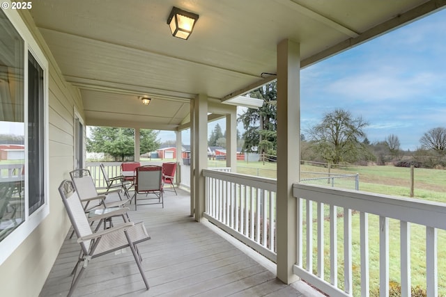 deck with a lawn