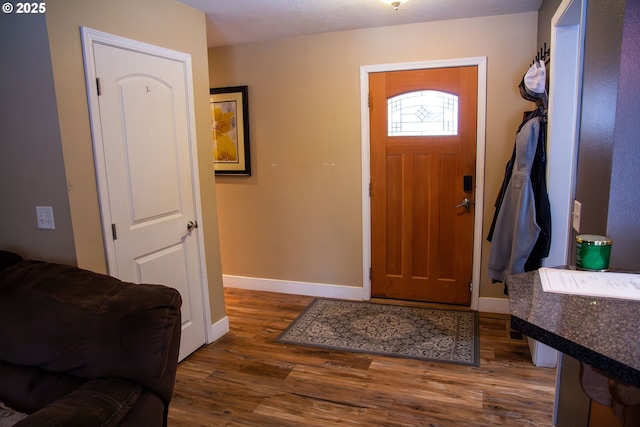 foyer entrance with dark wood-type flooring