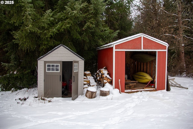 view of snow covered structure