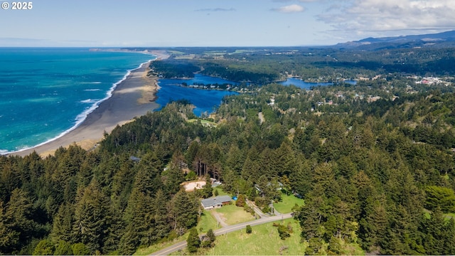 255 Coast Guard Hill Rd, Port Orford, OR 97465 - drone / aerial view with a water view and a wooded view