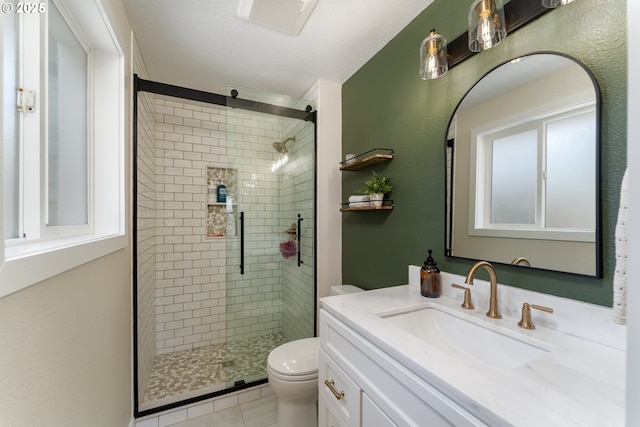 1025 S Grant St, Canby, OR 97013 - bathroom featuring vanity, a shower stall, and tile patterned floors