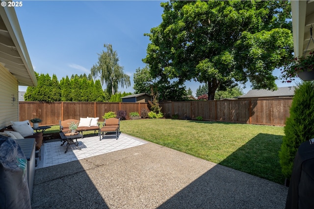1025 S Grant St, Canby, OR 97013 - fenced backyard featuring a patio and an outdoor hangout area