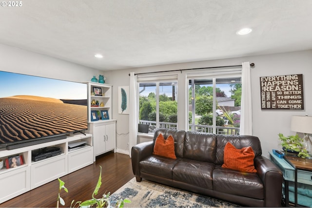 3490 Midway Ave NE, Salem, OR 97301 - living room with dark wood-type flooring, recessed lighting, and baseboards