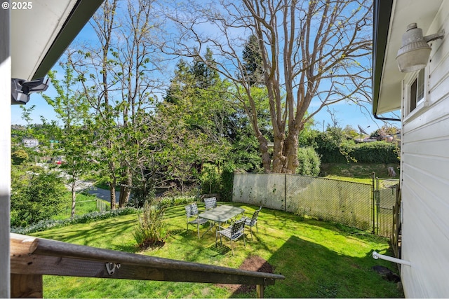 view of yard featuring fence private yard